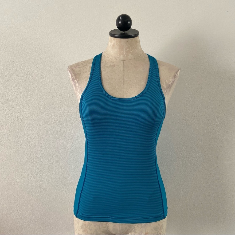 Lucy racer back blue stripe activewear workout sports tank top